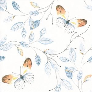Lunch Napkin - ORANGE Tip Butterfly Aqua