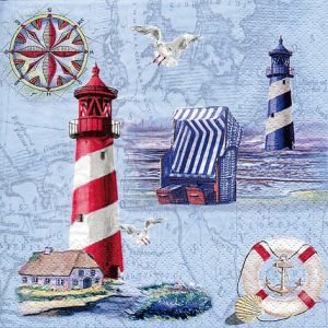Lunch Napkin - Nautical Chart & Icons