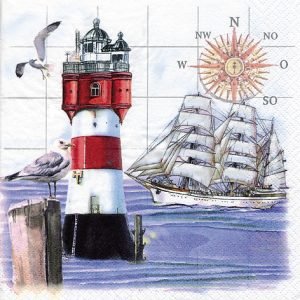 Lunch Napkin - Lighthouse & Compass