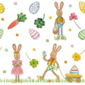Lunch Napkin - Playful Bunnies WHITE