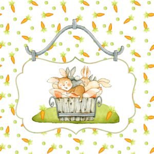Lunch Napkin - Sleeping Bunnies In Bucket