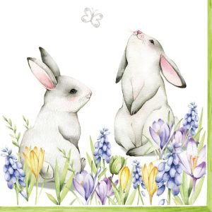 Lunch Napkin - Bunnies In Spring Meadow